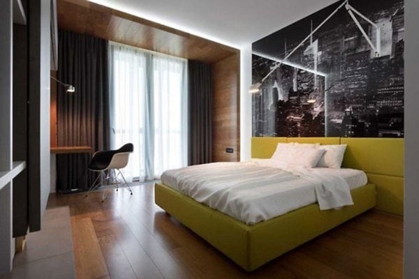 Яркий дизайн интерьера в спальне