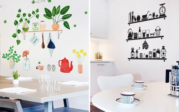 Как украсить стену над столом на кухне — 80 идей с фото