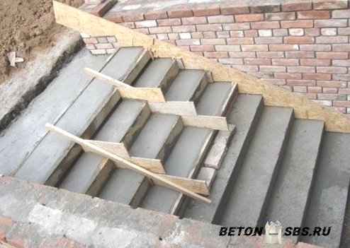 Изготовка входной лестницы из бетона